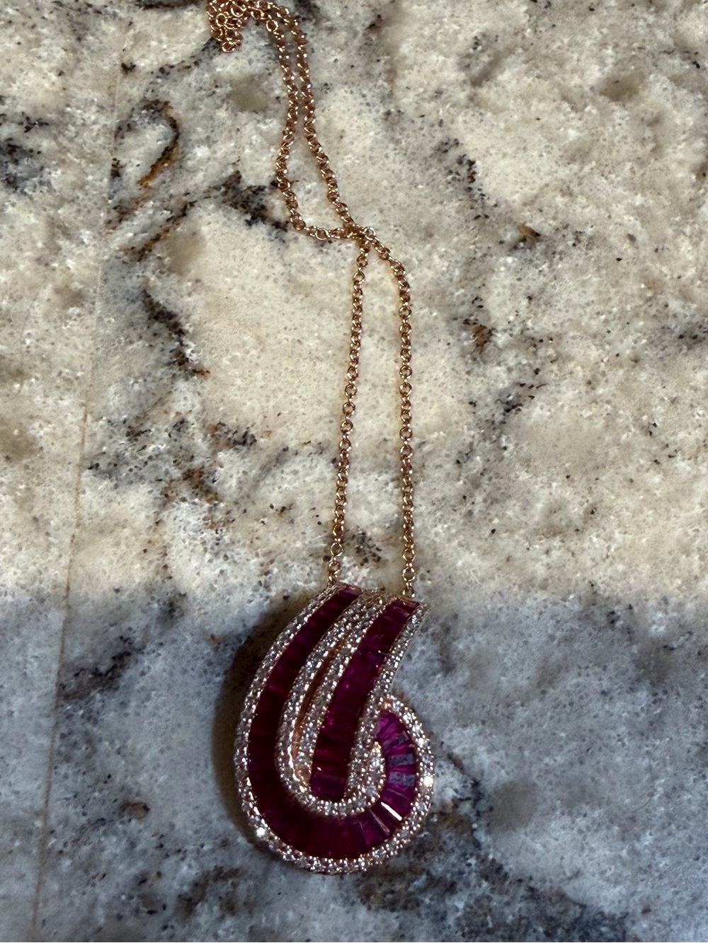 Effy 14K Rose Gold Pendant Necklace with Deep Pink Ruby and Diamond Accents